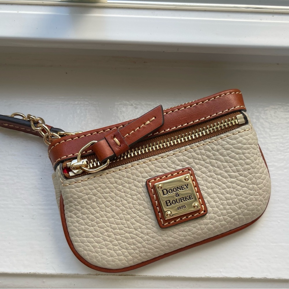 Dooney & Bourke Pebbled Leather Small Coin Case Bone